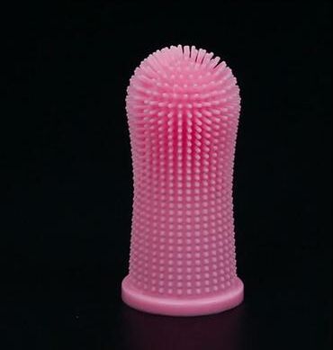 Uplift Essentials Ultra Soft Silicone Finger Toothbrush For Cats & Dogs pink