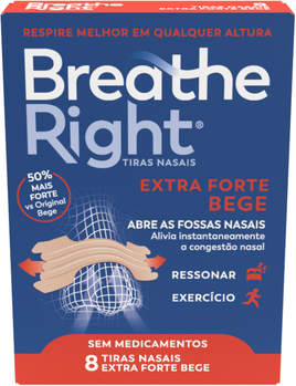 Breathe Right Tiras Nasais Extra Forte Bege 8 un