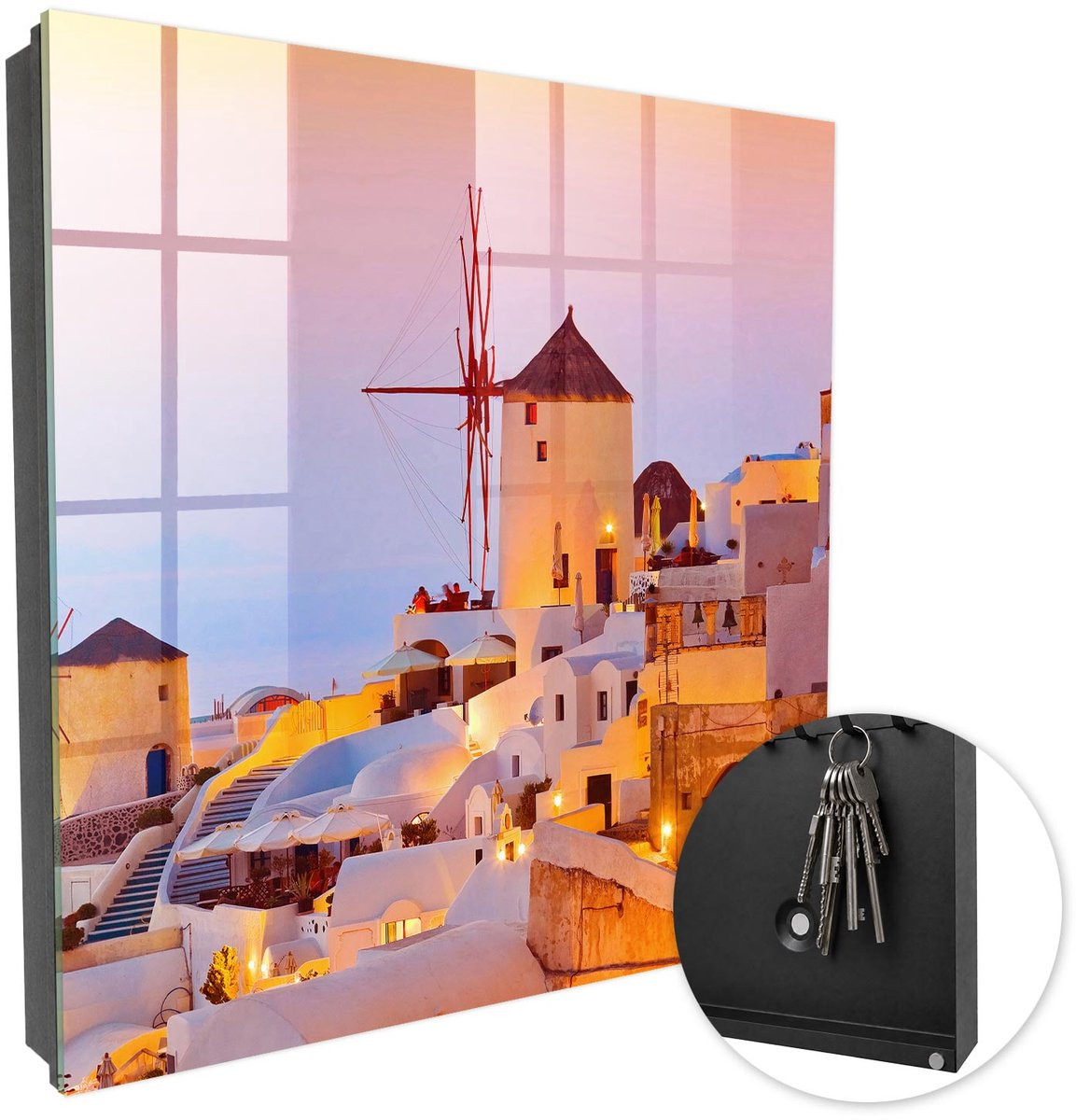 Coloray Sleutelbox met 50 haken - Wit - B/D/H: 30 x 30 x 5 cm