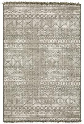 Style Haven Grayton Tribal Inspired Beige/ Black Indoor-Outdoor Fringe Edge Rug