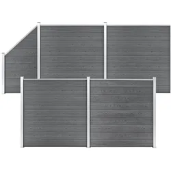 vidaXL WPC Zaun-Set 4 Quadrate + 1 Schräge 792x186 cm Grau