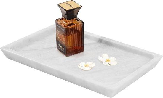 Handgemaakt rechthoekig wit marmeren dienblad voor keuken en badkamer 30,5 cm