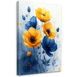 LEINWANDBILDER, Gelb blaue botanische Blumen