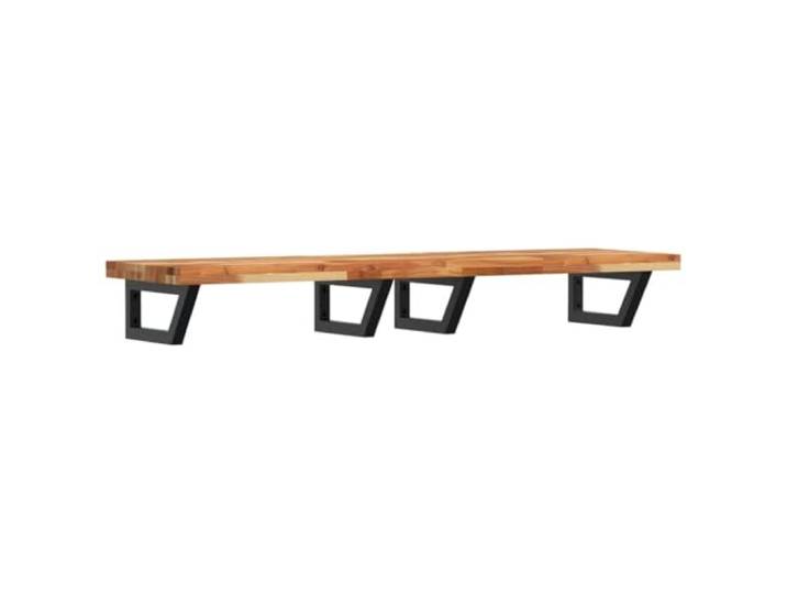 WEMYUFURN Waschbeckenregal Wandmontage Stahl und Akazienholz Schweberegal, Trapezform, Ablage Waschtisch, Stahlhalterungen, Massivholz, platzsparend, modernes Design