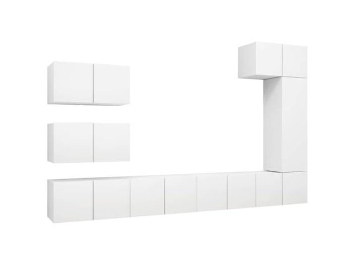 LKJephalotrop 8-TLG. TV-Schrank-Set Wandmontage Weiß Holzwerkstoff Moderne hängende Wohnzimmermöbel mit 8 Elementen bieten flexiblen Stauraum für Receiver und Medien im Schlafzimmer.