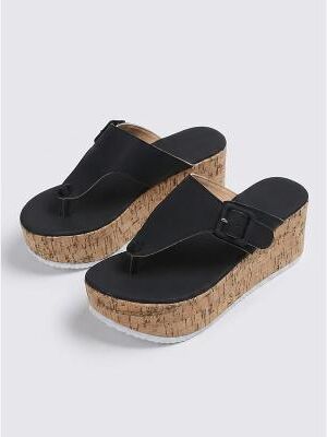 LightInthebox Women's Beach Vacation Beach Vacation Wedge Round Toe Vacation Faux Leather Loafer Black White Pink