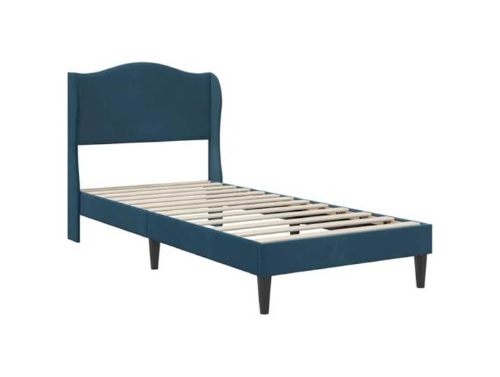 KTHLBRH Bettgestell blau 80 x 200 cm Samt Schwarze Beine, robustes Sperrholz, modernes Design, Verwendung im Innenbereich