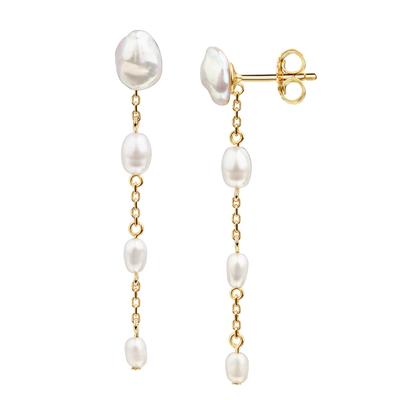 Paar Ohrstecker FIRETTI "Schmuck Geschenk Silber 925 Ohrschmuck Ohrringe", gelbgoldfarben, weiß, Damen, Perlen Silber 925 (Sterlingsilber), Perlen, Silber 925 (Sterlingsilber), mit Süßwasserzuchtperle