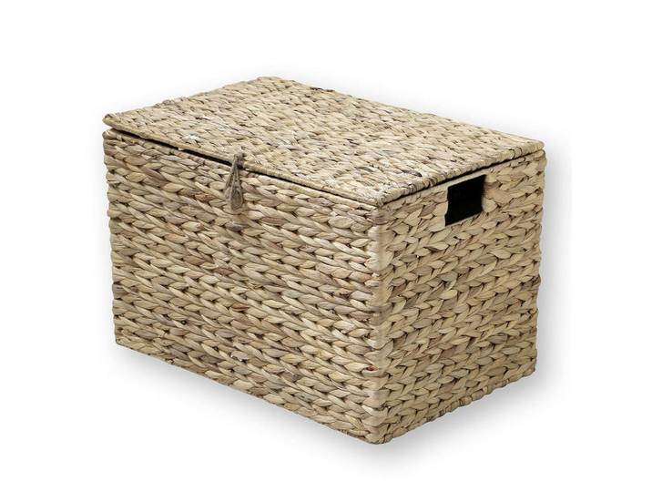 Calicosy Wasserhyazinthen-Truhe mit Deckel 50/33/35 cm, Eichefarben, Naturmaterialen, 35x33x50 cm, Ordnen & Aufbewahren, Dekoboxen & Aufbewahrungsboxen