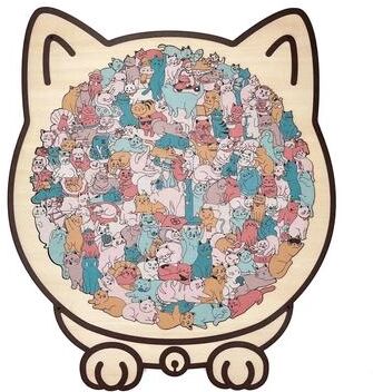 Uplift Essentials 135 Piece Cat Shaped Wooden Jigsaw Puzzle style 4