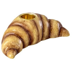 RICE Keramik Kerzenhalter Croissant, 12 x 6 x 4 cm, ohne Kerze