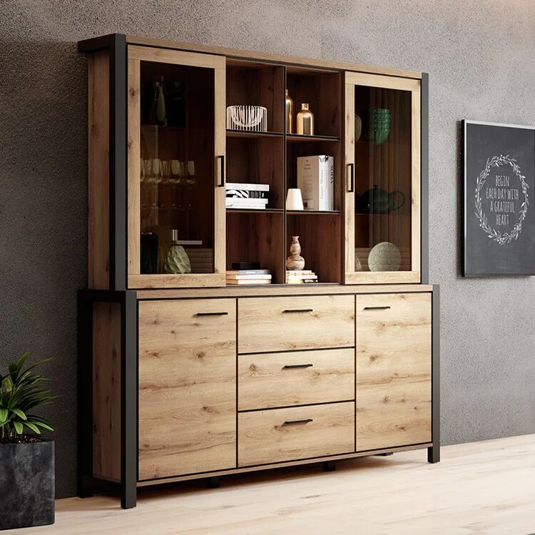 garneroarredamenti Mobile credenza alta 180x200h cm quercia nero opaco Neive