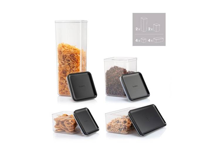 Vorratsdose BODUM 12er Set Canteen , schwarz, Kunststoff, Lebensmittelaufbewahrungsbehälter, Vorratsdose