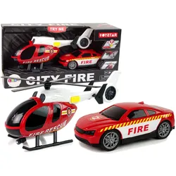 Hubschrauber-Auto-Feuerwehrfahrzeug-Set Sound