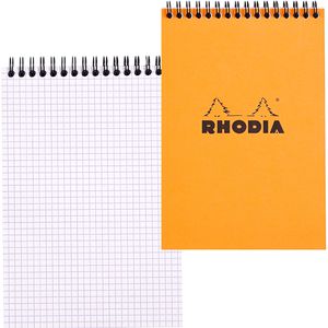 Rhodia Notizblock 16500C, kariert, A5, 80 g/m², 80 Blatt, mit Doppelspirale, orange