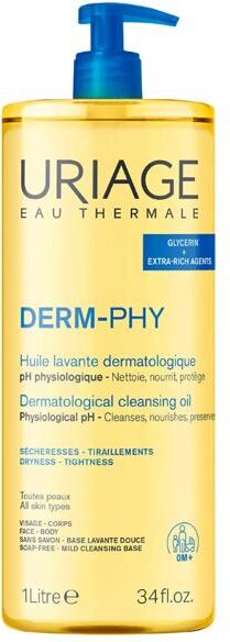 Uriage Derm-Phy Olio Lavante Dermatologico Bagno e Doccia 1 L Pelle Sensibile Viso e Corpo