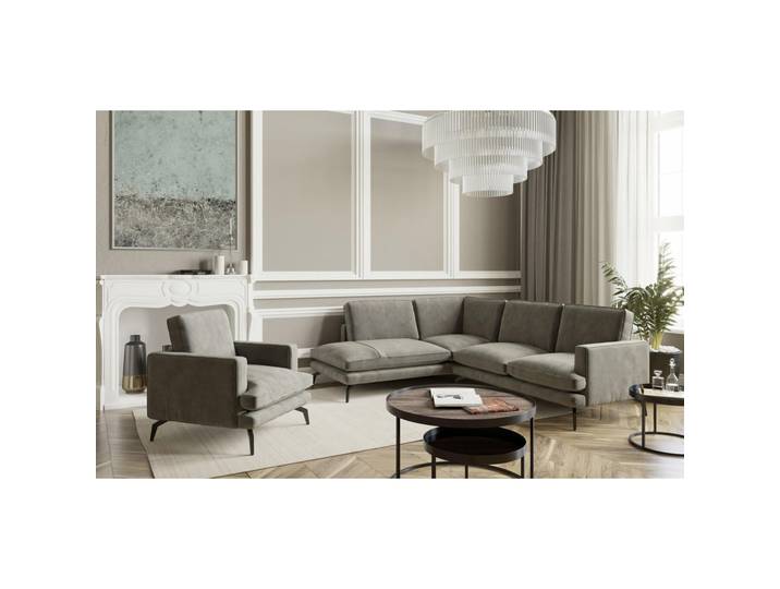 Livetastic Sitzgarnitur, Grau, Metall, Füllung: Daunen, Silikon, 250x202 cm, Made in EU, planbar, Rücken echt, individuell planbar, Wohnzimmer, Sofas & Couches, Sitzgarnituren