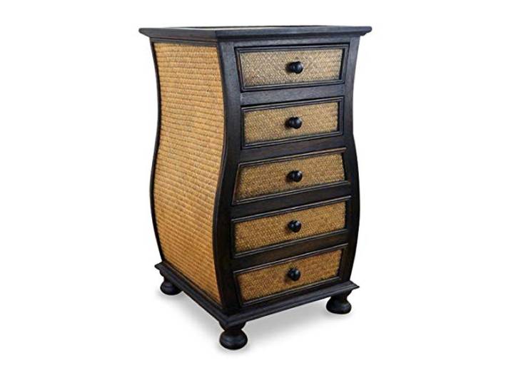 livasia Rattankommode I Rattanschrank I Kommode aus Holz und Rattan (bauchig)