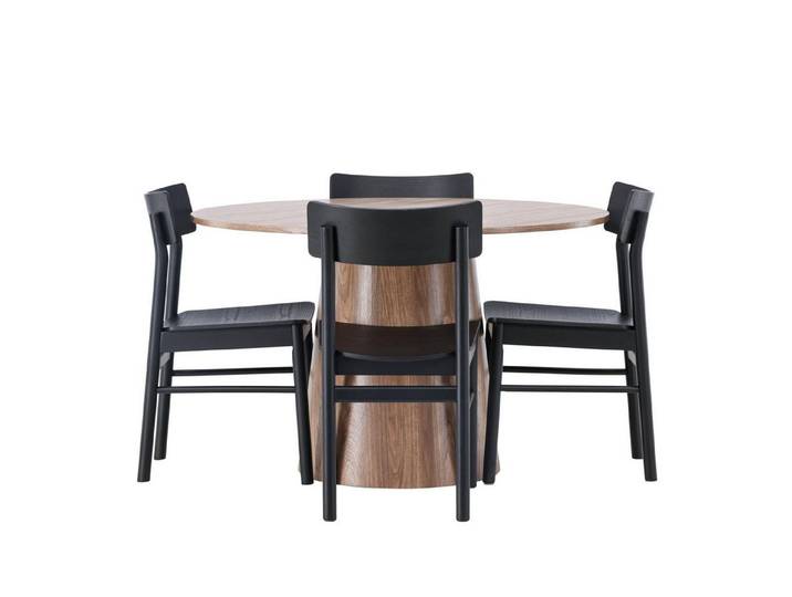 ebuy24 Essgruppe Lanzo Essgruppe Esstisch Natur 4 Stühle schwarz., (5-tlg)