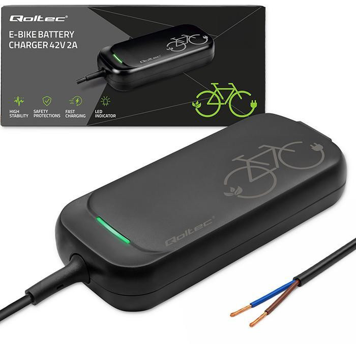 Qoltec oplader voor e-bike accu, 36V, 42V, 2A, zonder stekker