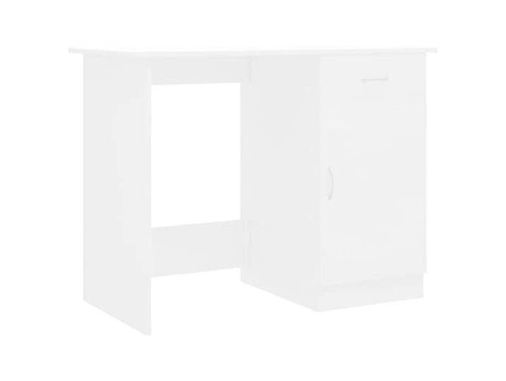 Eleganter moderner Schreibtisch Weiß 100x50x76 cm aus Holzwerkstoff mit Schublade und Tür, ideal für Arbeitszimmer, Büro oder Flur als Konsolentisch, pflegeleicht.