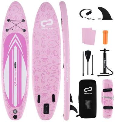 Costway Inflatable Stand up Paddle Board iSUP Board Accessories with 3 Fins and Backpack-L