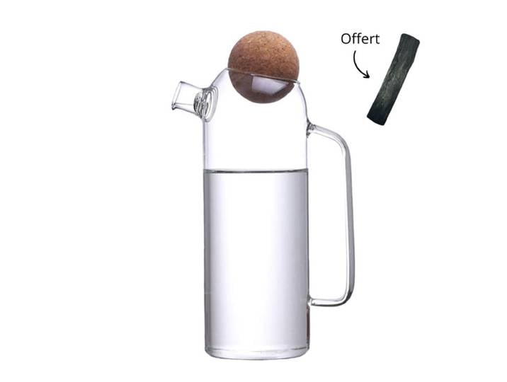 Wasserkaraffe 1L mit Binchotan Aktivkohle Wasserfilter