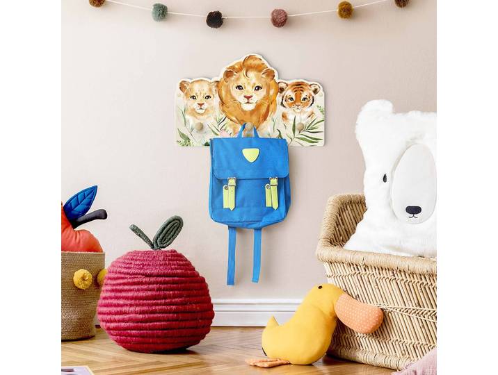 Patère enfants Panthère, tigre et lion 40 x 25 x 1cm Orange