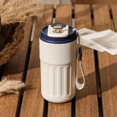 Uplift Essentials LED Temperature Display Stainless Steel Thermo Water Bottle For Hot And Cold Drinks white Blue