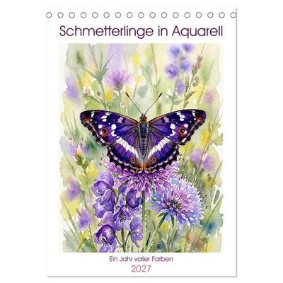 Schmetterlinge in Aquarell (Tischkalender 2027 DIN A5 hoch), CALVENDO Monatskalender