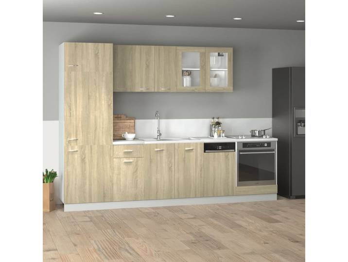 vidaXL Schrankmodule 8-tlg. Küchenschrank-Set Sonoma-Eiche Holzwerkstoff
