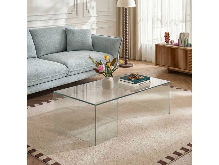HABITAT - Table basse rectangulaire en verre trempé - Transparent - Design by Céline Mognon Fichet - Alyssa