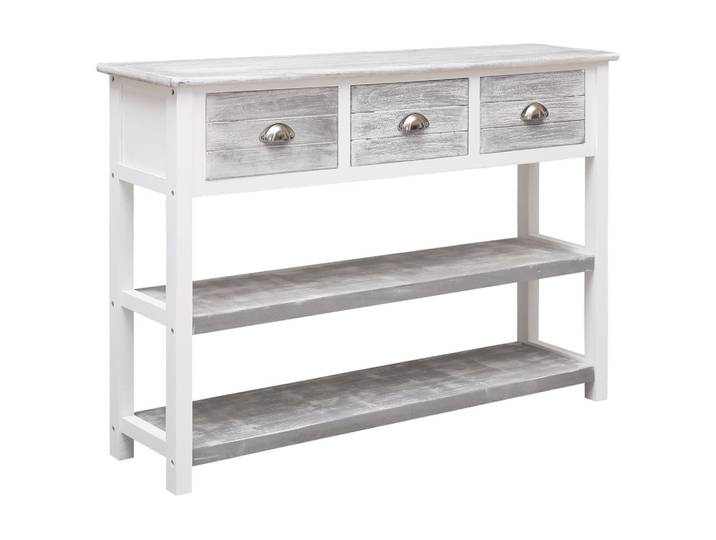 vidaXL Sideboard Antik-Grau 108x30x76 cm Massivholz Paulownia