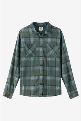O'Neill s O'riginals Printed Flannel Long Sleeve Shirt in Hunter Green, Size Large