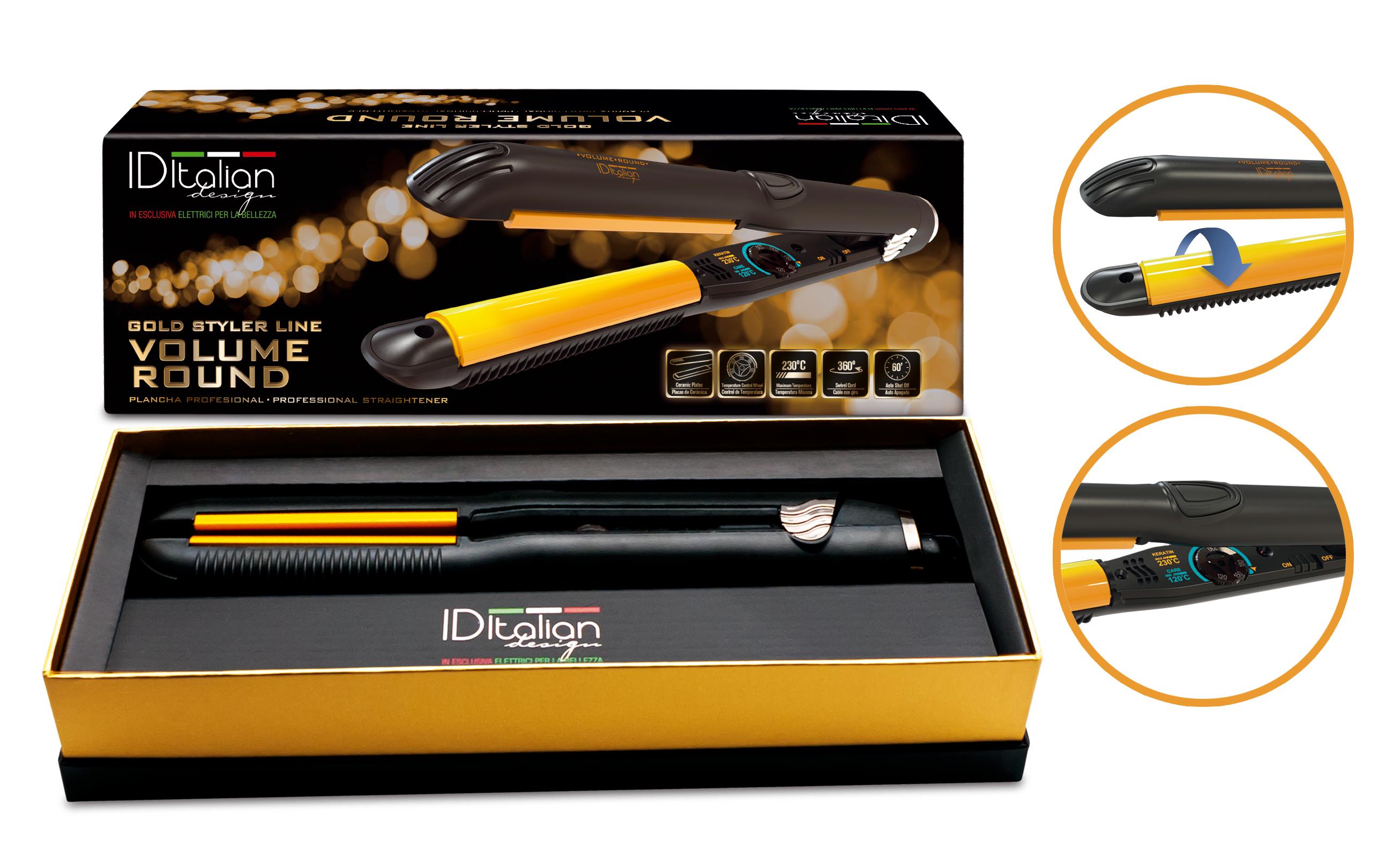 Professionelles Glätteisen Gold Styler Volume Round - für glattes und lockiges Haar