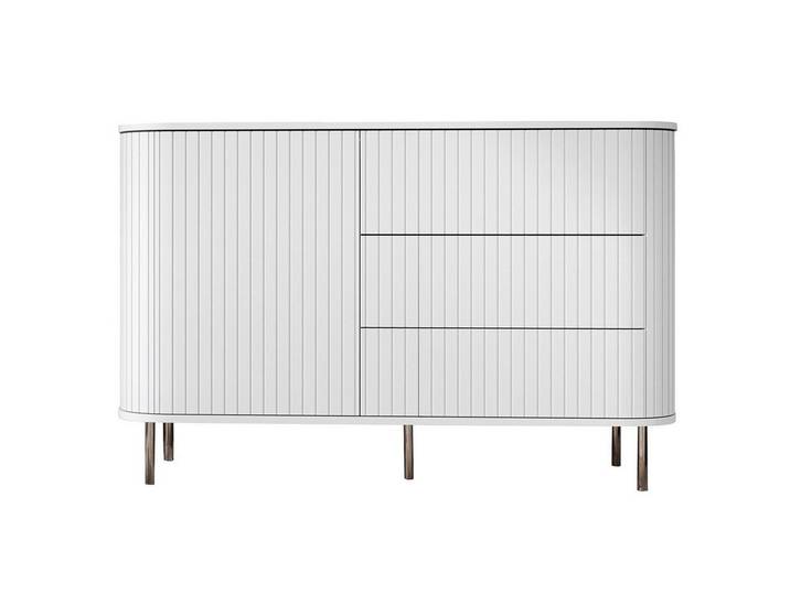 MOEBLINE Kommode Sideboard 1D3SZ ZILLO NZ weiß mit goldene Füße