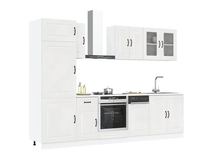 vidaXL 8-tlg. Küchenschrank-Set Kalmar Kalmar Hochglanz-Weiß Holzwerkstoff