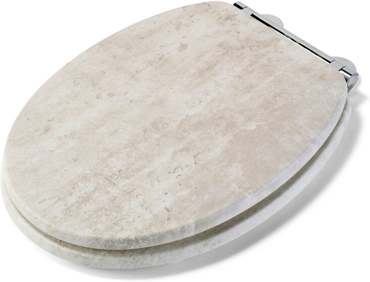 Croydex Soft Close Wooden Toilet Seat - Quick Release for Easy Cleaning and Adjustable Hinges with Top and Bottom Fixings, Antibacterial Seat Surface White/Chrome 95.25cm W X 47.2cm D