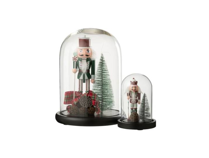 Cloche décoration noël socle noir en verre 23x23x29 cm