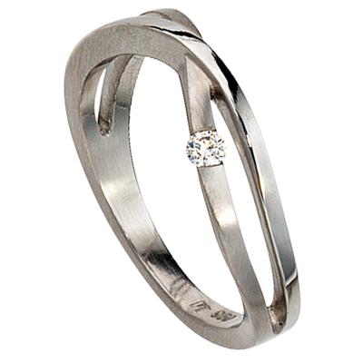 Diamantring JOBO "Platinring" Gr. 54, silber (platin 950), Fingerringe, Damen, 54, SI = kleine Einschlüsse, Diamanten Platin 950, Diamanten, Platin 950, Diamantring, 950 Platin teil matt mit Diamant