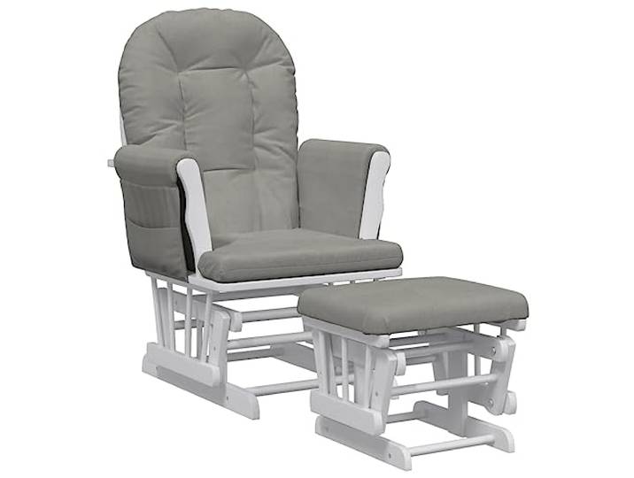 vidaXL Schaukelsessel mit Hocker, Schaukelstuhl für Kinderzimmer Schlafzimmer Wohnzimmer, Relaxsessel mit Gleitfunktion, Gleitender Schaukelsessel Relaxstuhl, Hellgrau Stoff