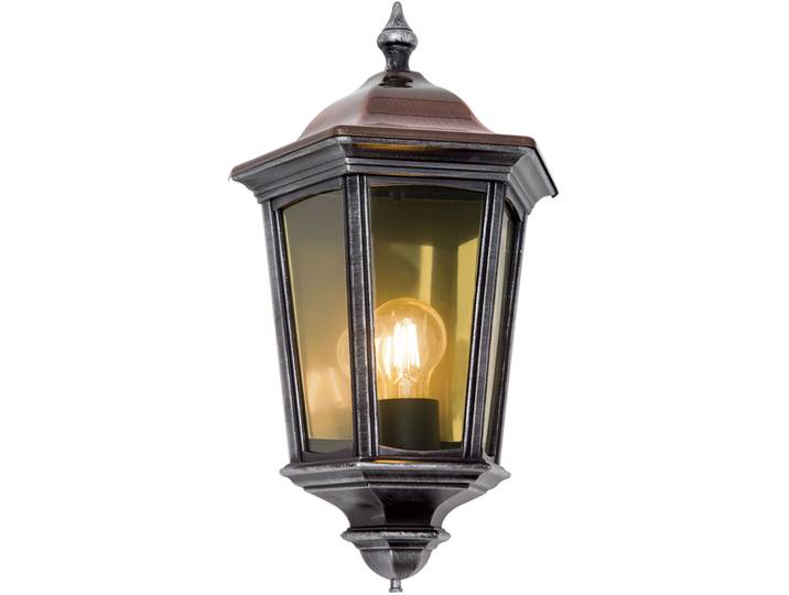 Wandlampe aussen Hermine schwarz/silber Siluminguss B 14 cm