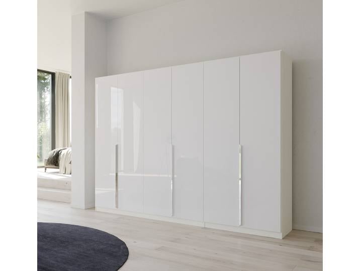 Kleiderschrank Drehtürenschrank Glamour , 6-türig , weiß Hochglanz / alpinweiß , 271x210