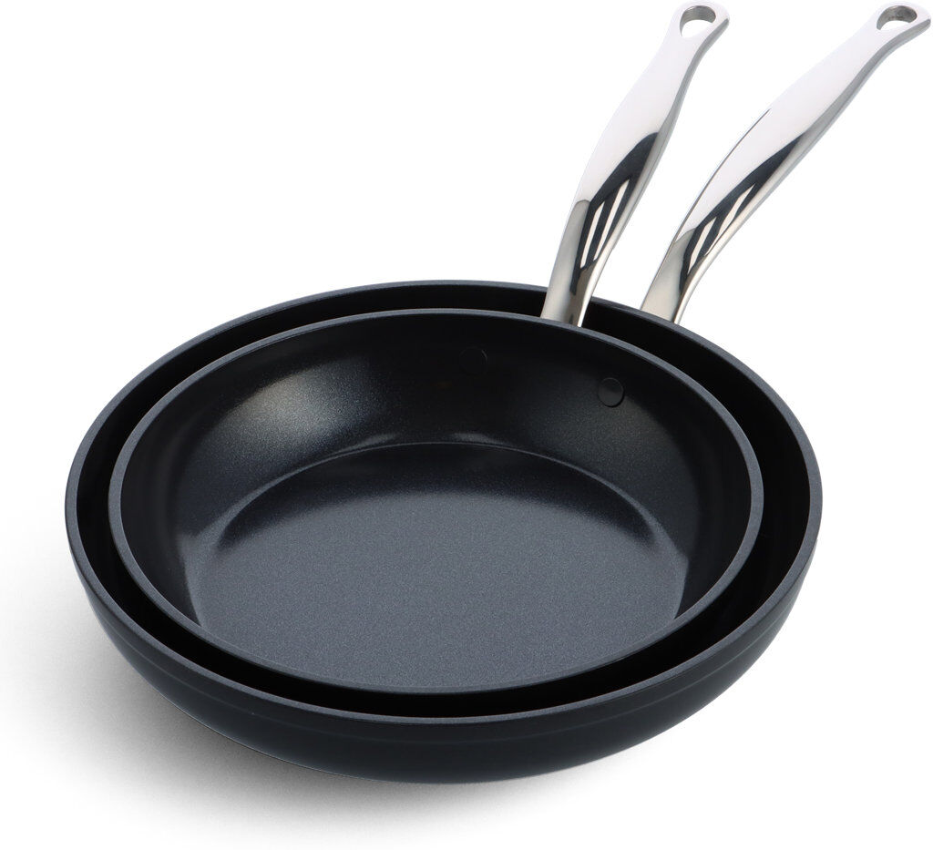 GreenPan Barcelona Pro PFAS Free Non Stick 2 Piece Frypan Set with Protector 24 & 28cm Satin Black
