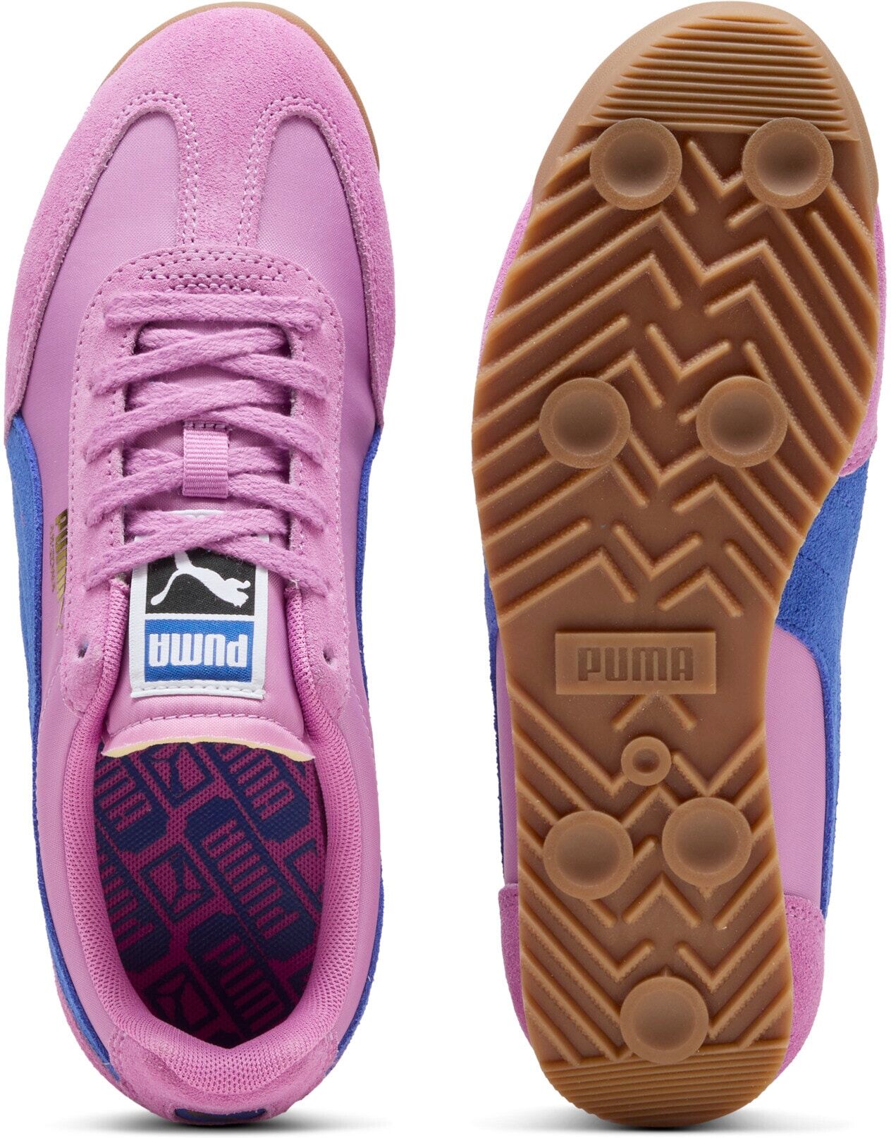 Sneaker PUMA "ARIZONA NYLON", Damen, Gr. 37, Textil, pink (mauve pop, royal sapphire, gum), mehrfarbig, Schuhe Sneaker, für vielseitige Einsätze, mit Wildleder-Overlays, sportlicher Stil mauve pop, royal sapphire, gum 37, Textil