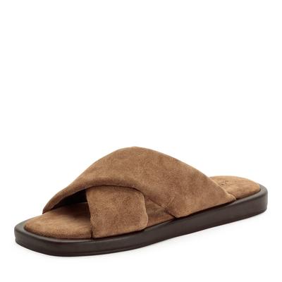 Pantolette TAMARIS, Damen, Gr. 40, braun, Veloursleder, unifarben, Basic, Schuhe Pantolette, Sommerschuh, Schlüpfschuh mit TOUCH-IT Technologie