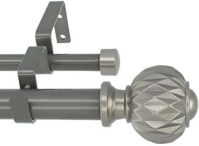 Meriville 1-Inch Diameter Double Window Curtain Rod, Castani Finial