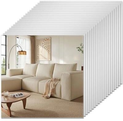 Uplift Picks Easy Peel Self Adhesive Mirror Sheets Flexible Non Glass Wall Mirror Set 20 Pcs (20x20cm)