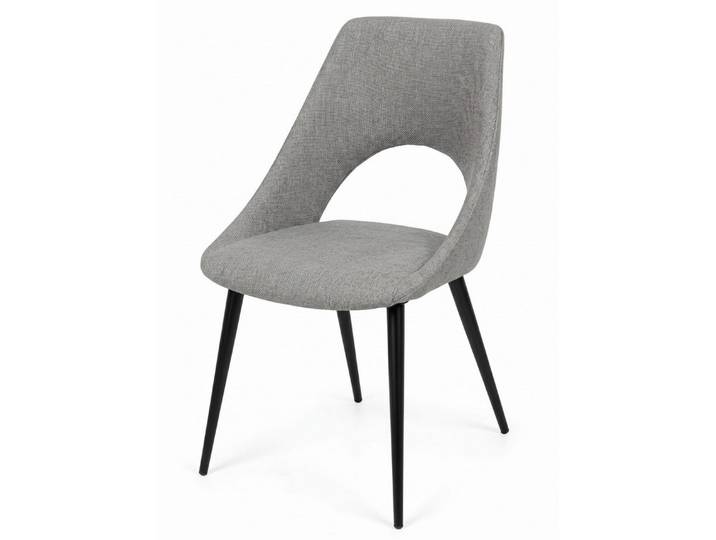 Xlmoebel Esszimmerstuhl Minimalistischer Esszimmerstuhl Grau Stoff Schwarz Beine Bequem (1-tlg)