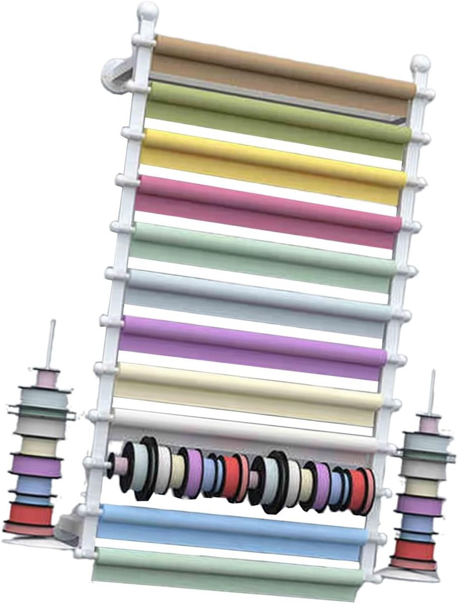 Wit Stoffen Rol Opslagrek voor Textiel Display met Wandmontage - B/D/H: 80 x 20 x 120 cm
